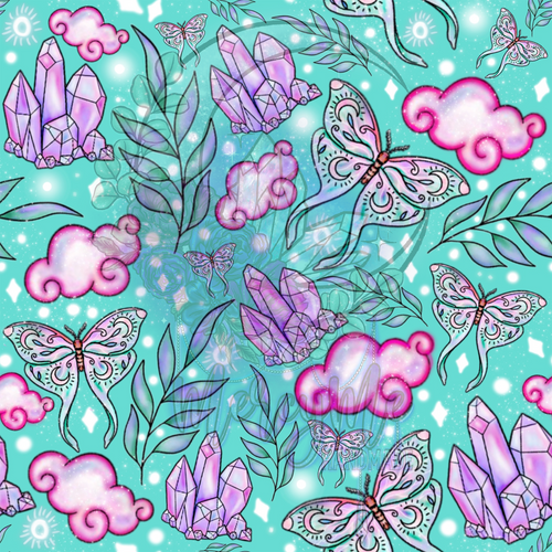 teal pink butterflies