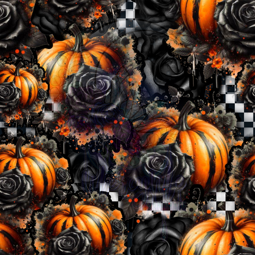 Black floral piumpkin