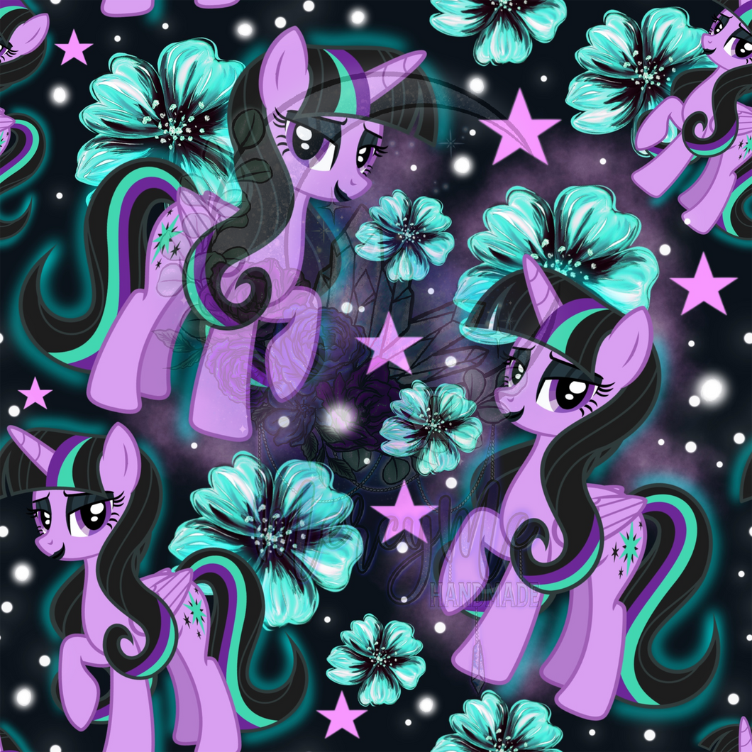 Teal purple pony