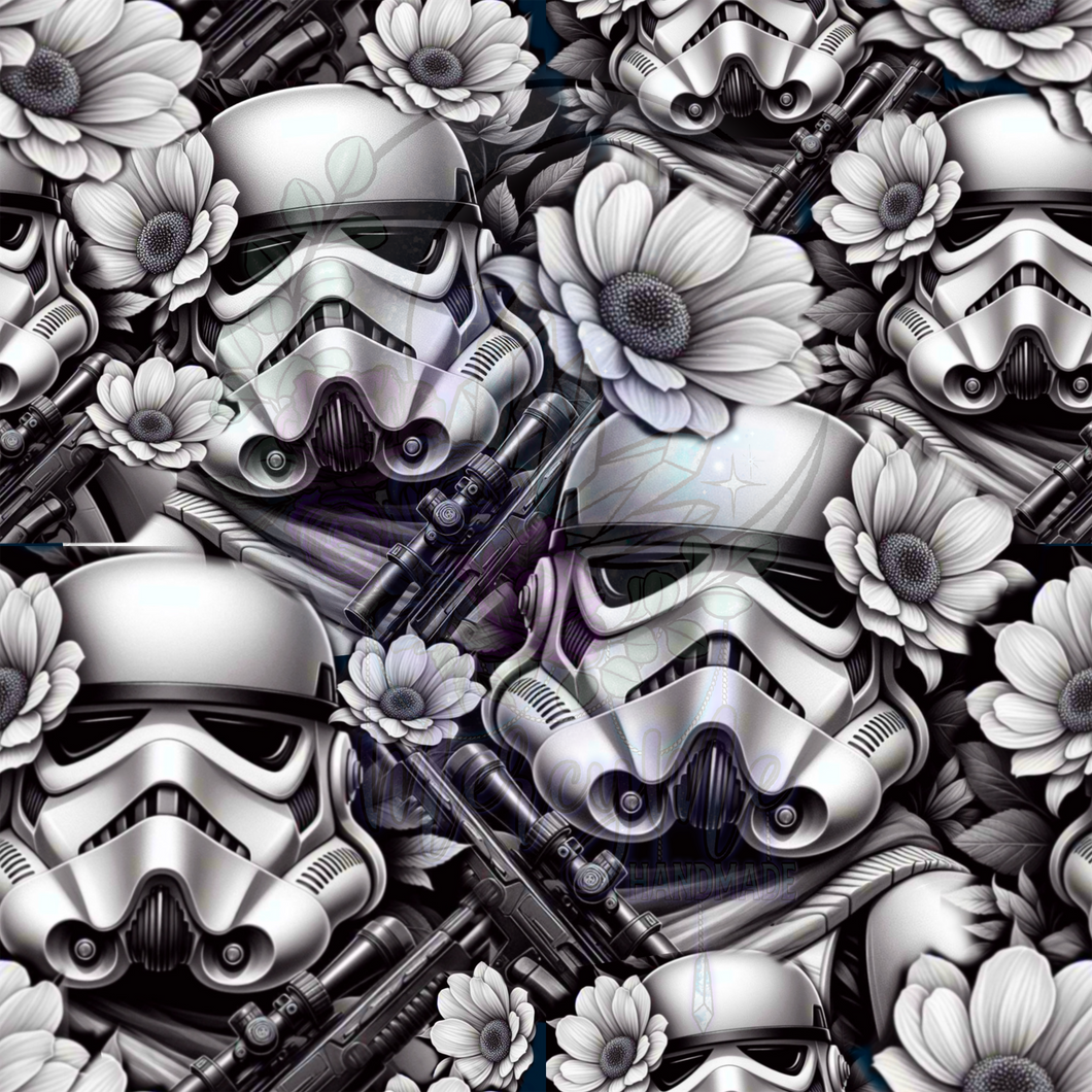 black white floral wars