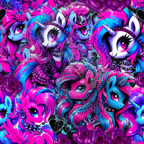 Blue pink ponies